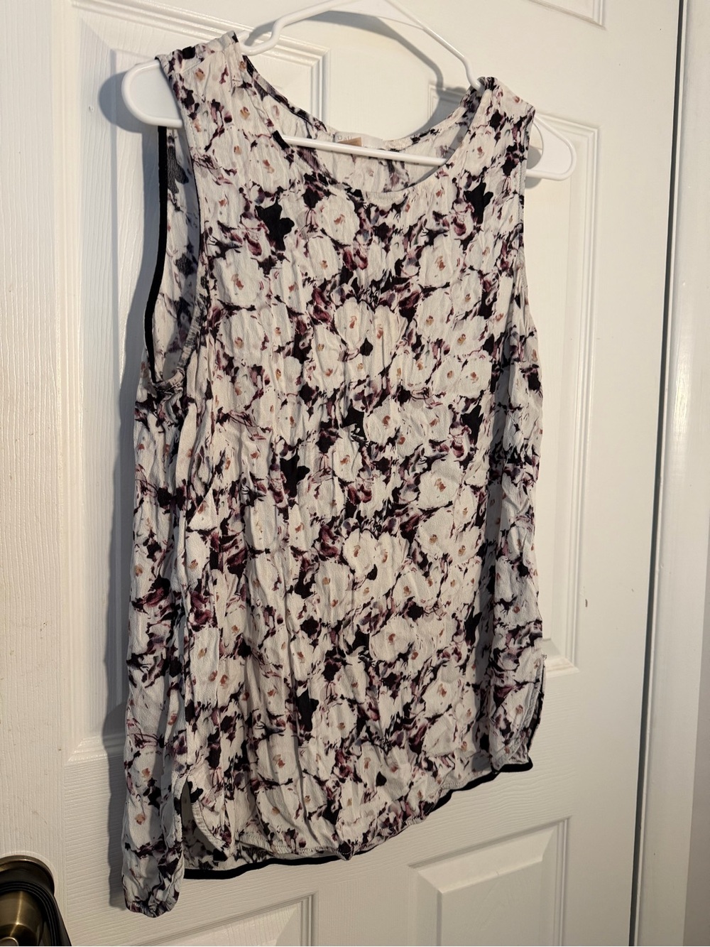 Dalia White Top with Burgundy and Navy Floral Accents